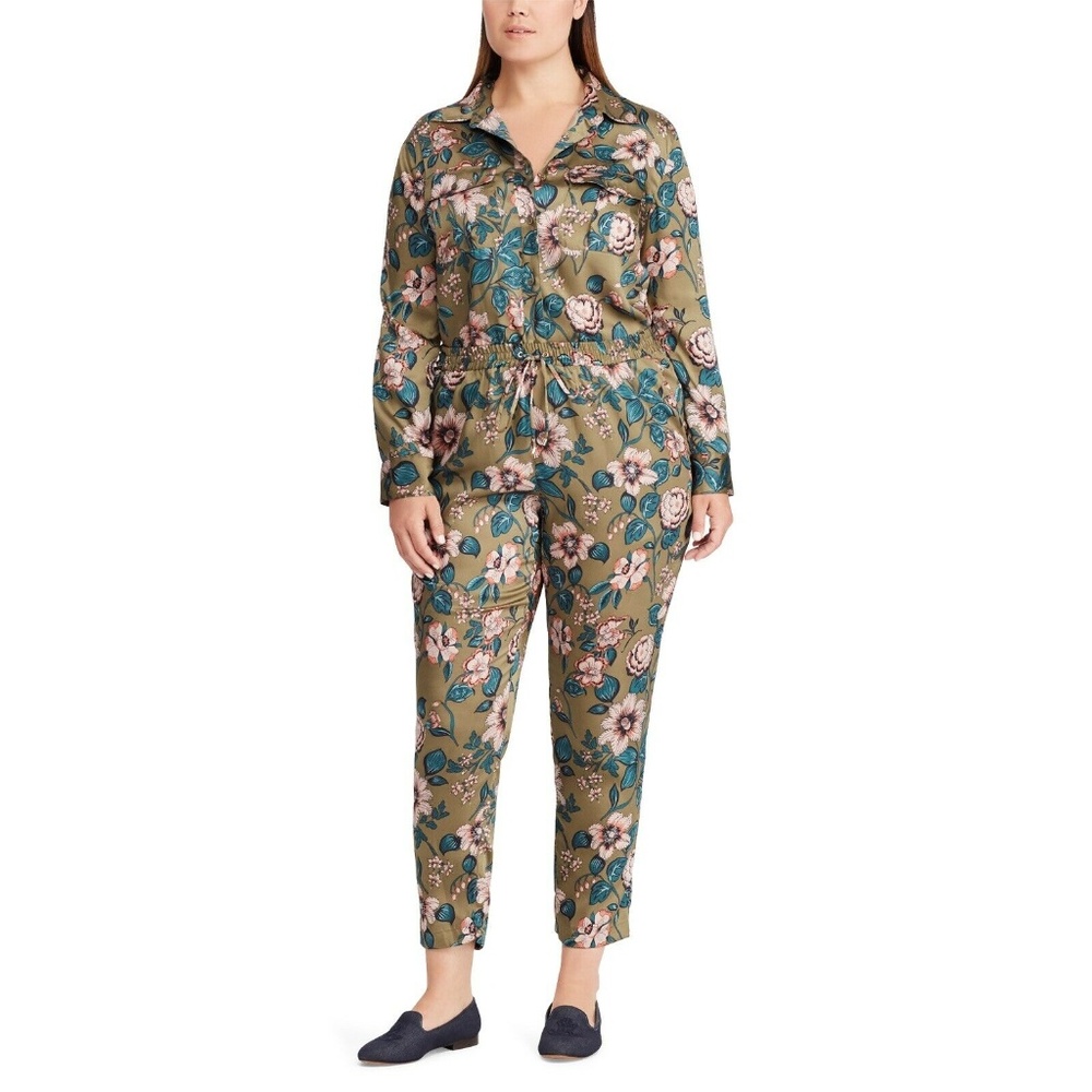 LAUREN WOMAN Ralph Lauren Floral-Print Twill Pants - Picture 1 of 5